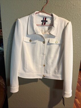 Tommy Hilfiger White Textured Button-Front Jean Jacket - New with tags